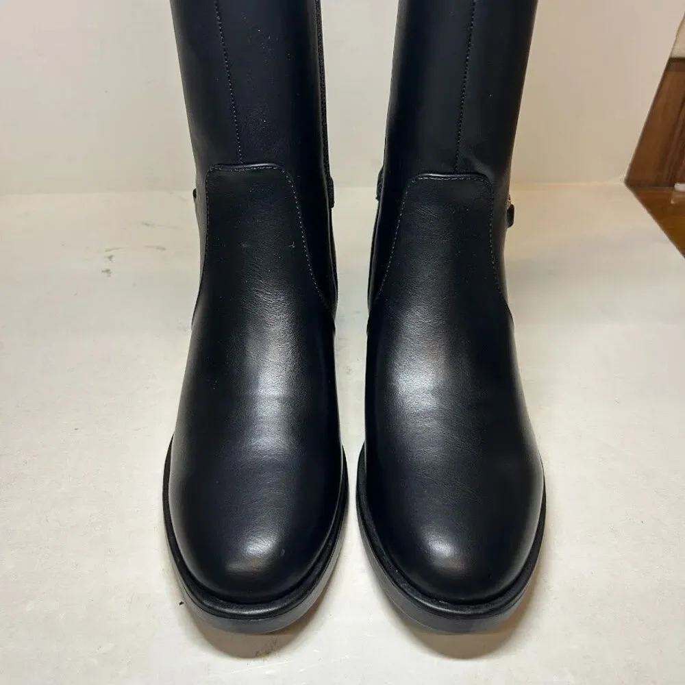 Tommy Hilfiger Womens 7.5 M Black Imizza Knee High Riding Boots NIB RX0